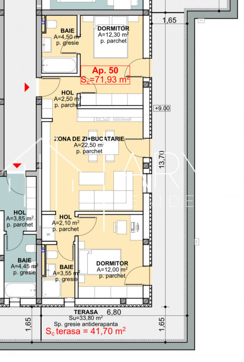 Apartament 3 camere cu terasa, str. Anton Pann