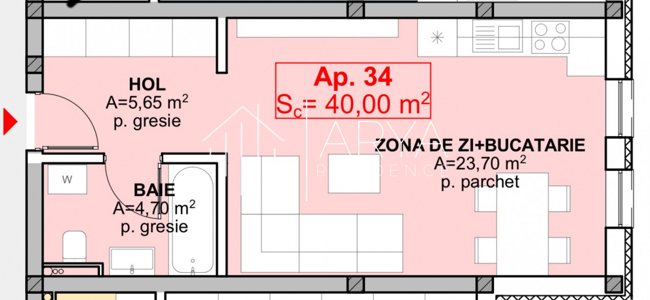 Apartament 1 camera, Bloc Nou